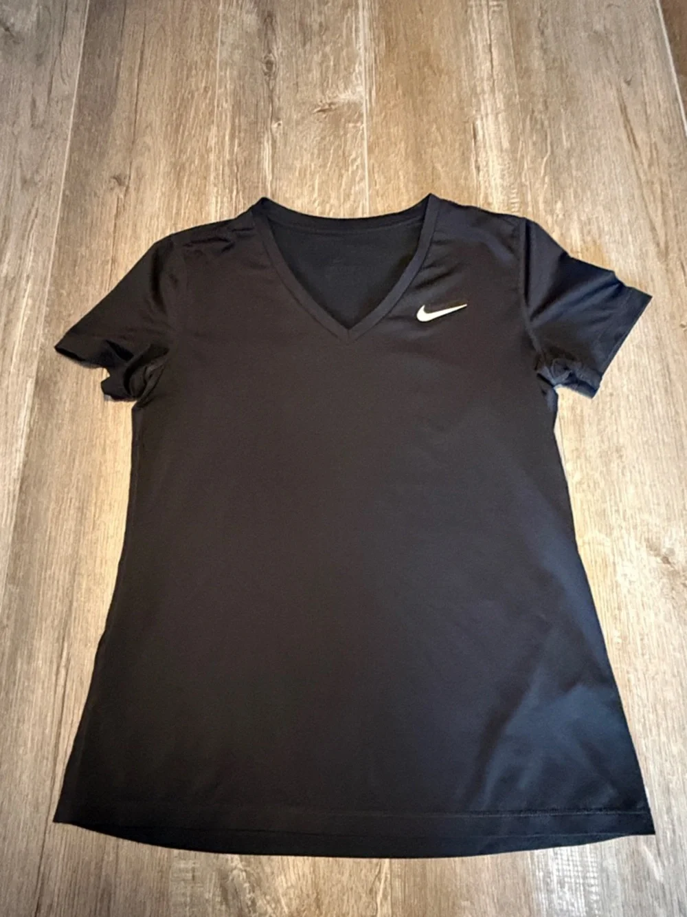 Nike Women's Dri Fit Black V-Neck Short Sleeve Athletic Tee